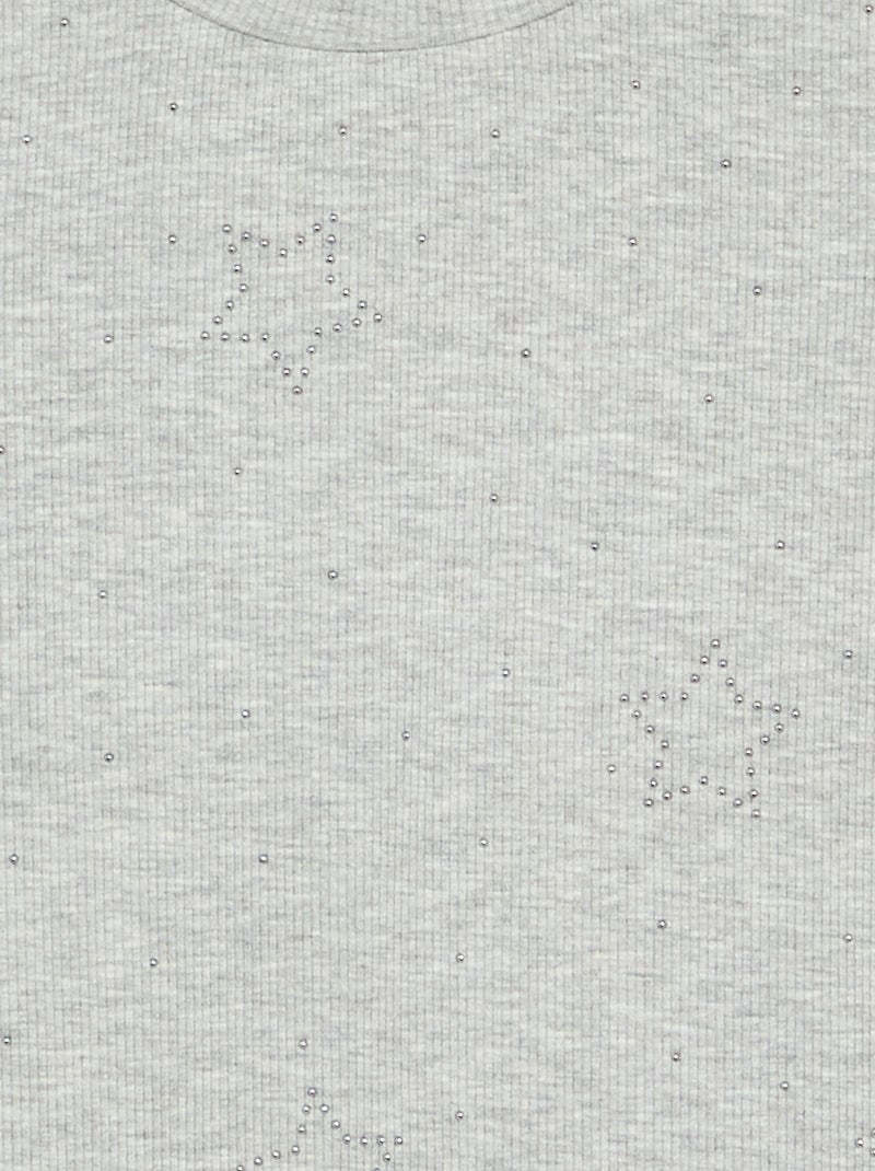 T-shirt de manga comprida com strass Cinza - Kiabi