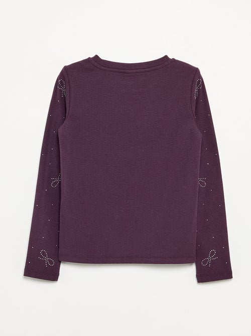 T-shirt de manga comprida com strass - Kiabi