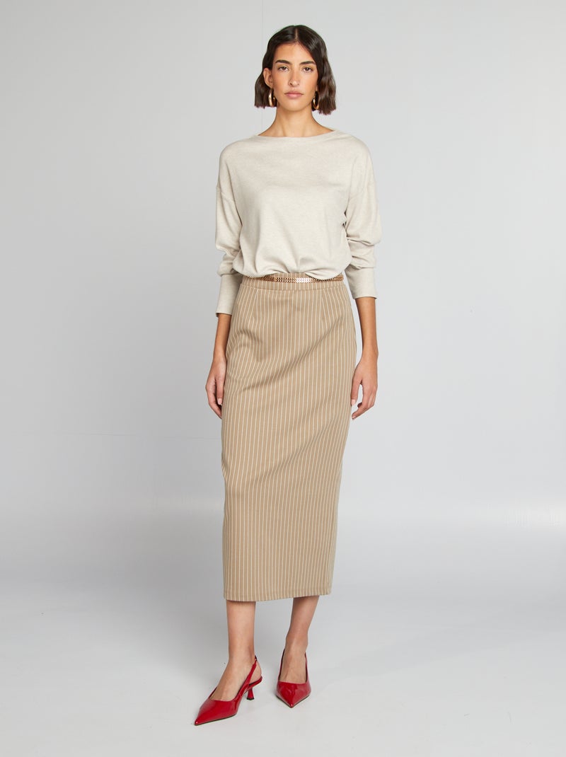 T-shirt de manga comprida de malha peluche BEGE - Kiabi