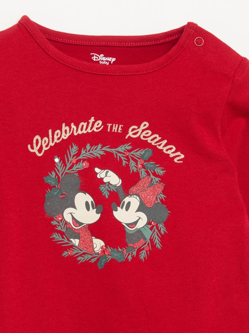 T-shirt de manga comprida 'Disney' 'Natal' Vermelho - Kiabi