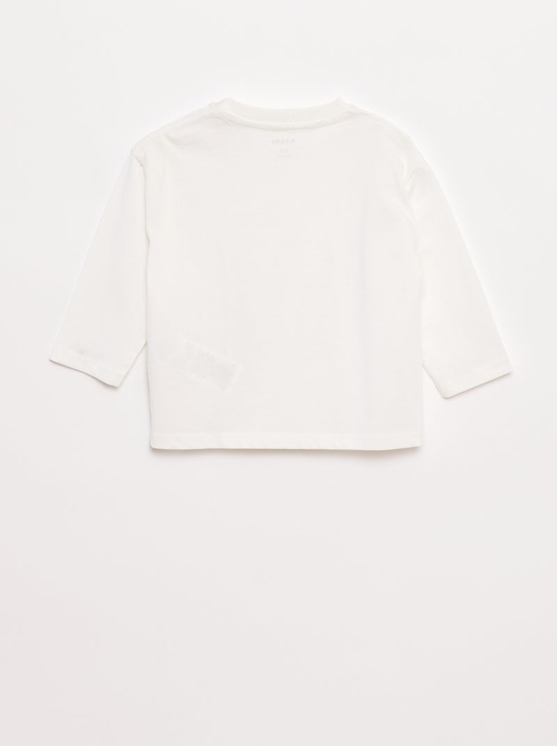 T-shirt de manga comprida e bolso no peito Branco - Kiabi