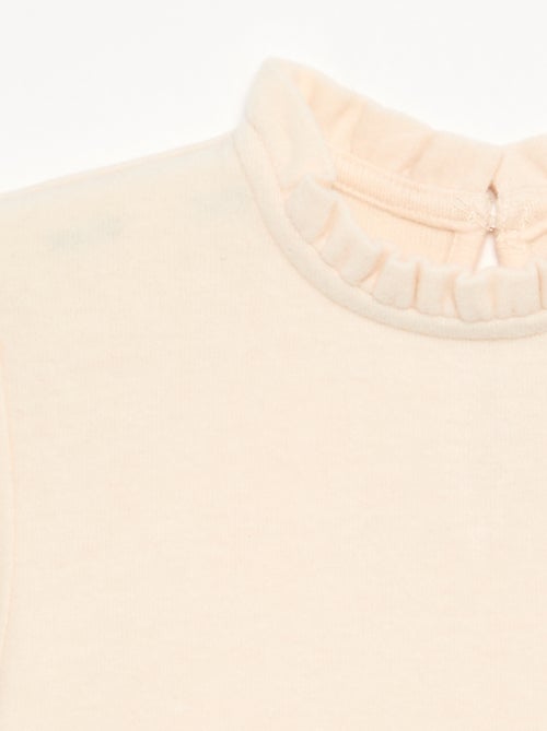 T-shirt de manga comprida e gola com folhos - Kiabi