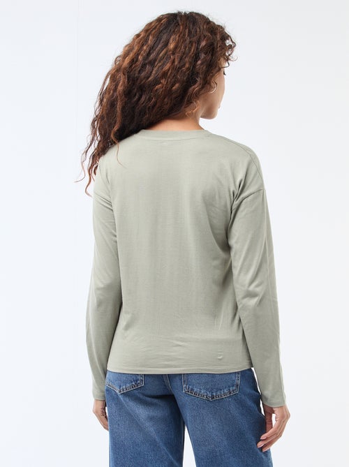 T-shirt de manga comprida e gola redonda - Kiabi