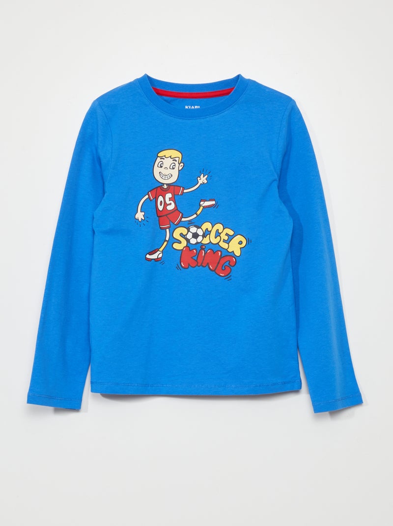 T-shirt de manga comprida em jersey AZUL - Kiabi