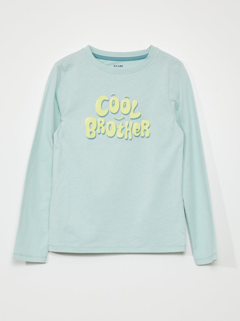 T-shirt de manga comprida em jersey AZUL - Kiabi