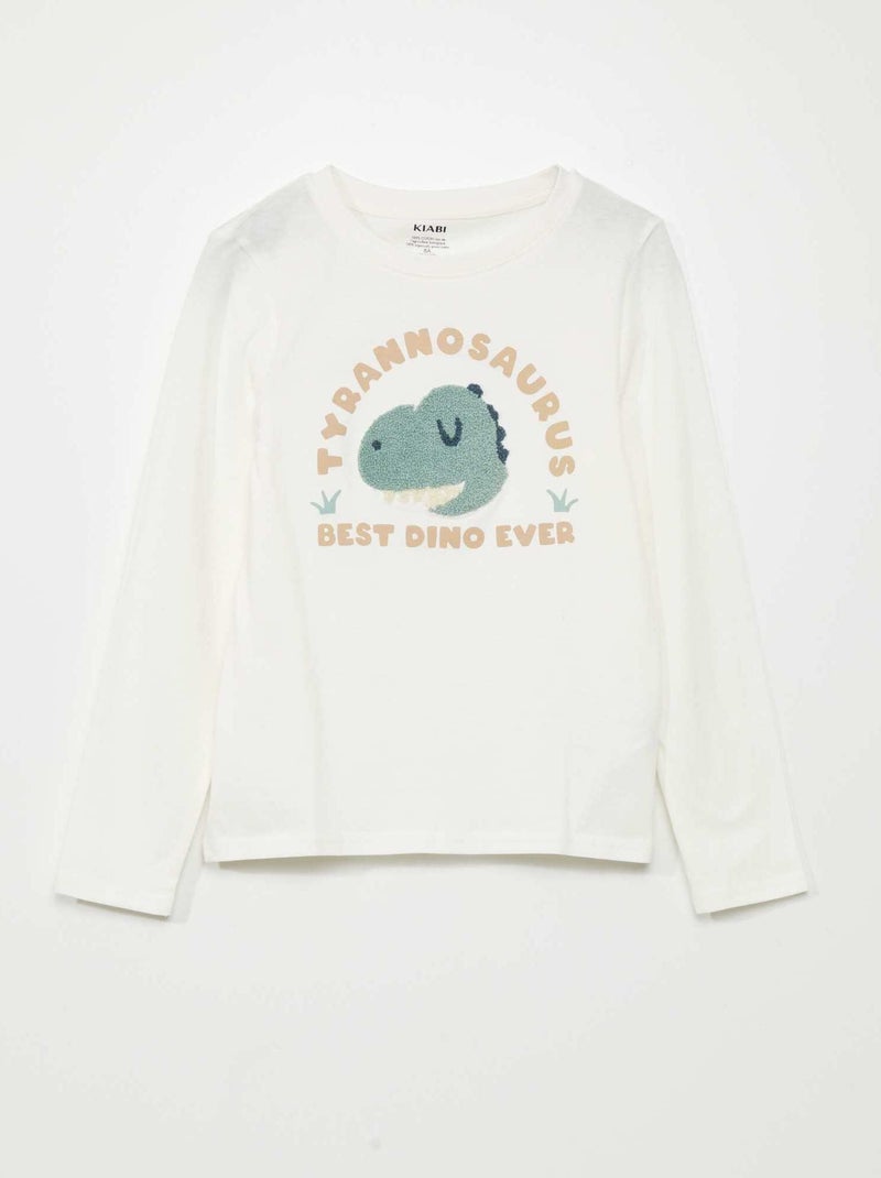 T-shirt de manga comprida em jersey BEGE - Kiabi
