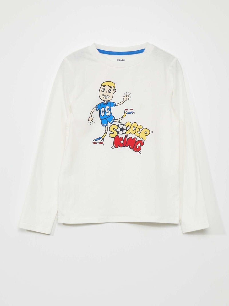 T-shirt de manga comprida em jersey BRANCO - Kiabi