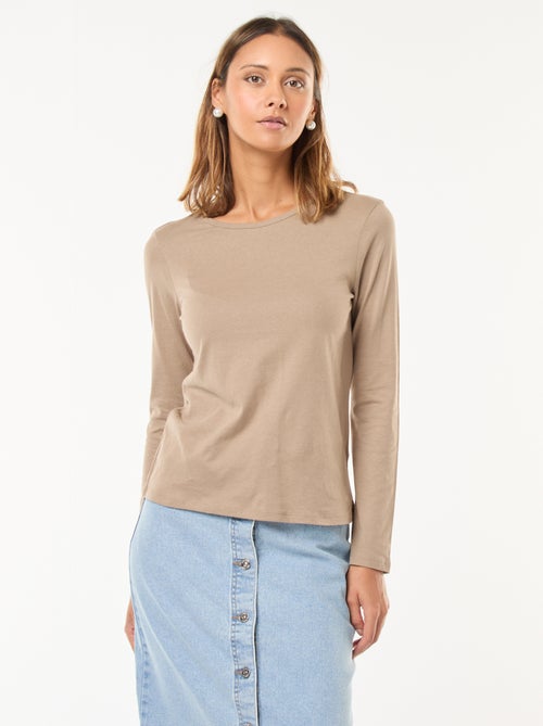 T-shirt de manga comprida em jersey - Kiabi