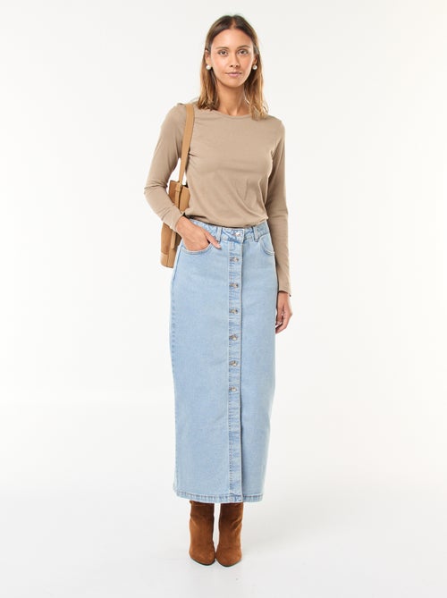 T-shirt de manga comprida em jersey - Kiabi