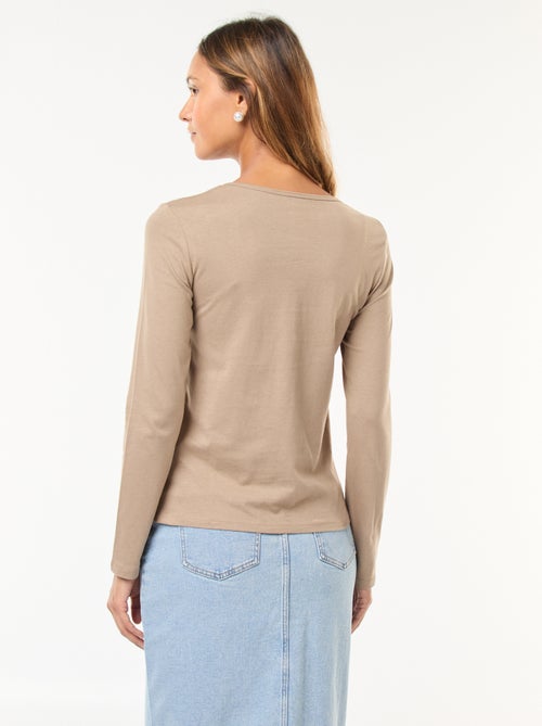 T-shirt de manga comprida em jersey - Kiabi