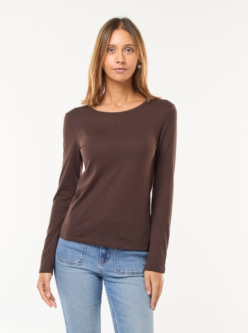 T-shirt de manga comprida em jersey - Kiabi