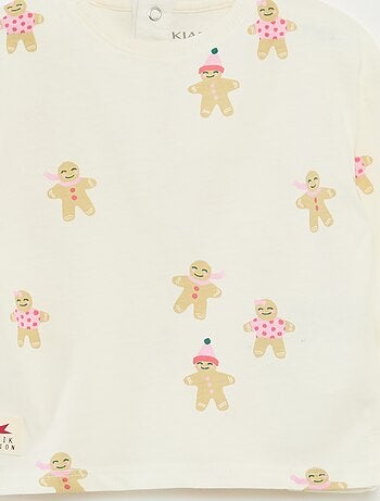 T-shirt de manga comprida em jersey de algodão