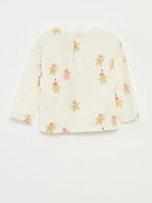 T-shirt de manga comprida em jersey de algodão - Kiabi