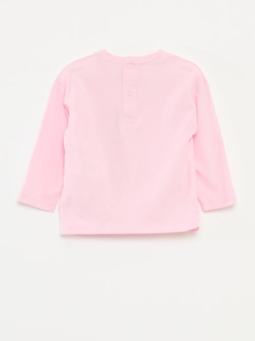 T-shirt de manga comprida em jersey de algodão - Kiabi