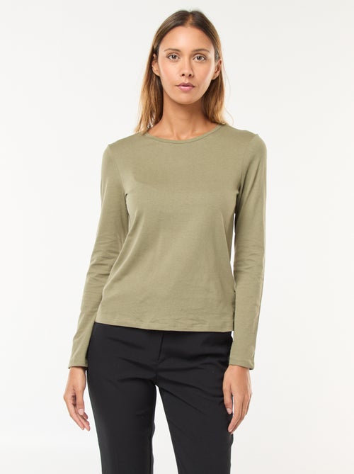 T-shirt de manga comprida em jersey - Kiabi