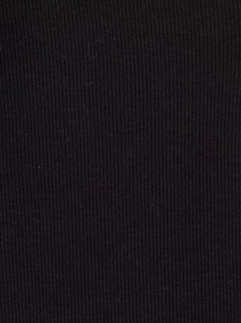 T-shirt de manga comprida em malha canelada Preto - Kiabi