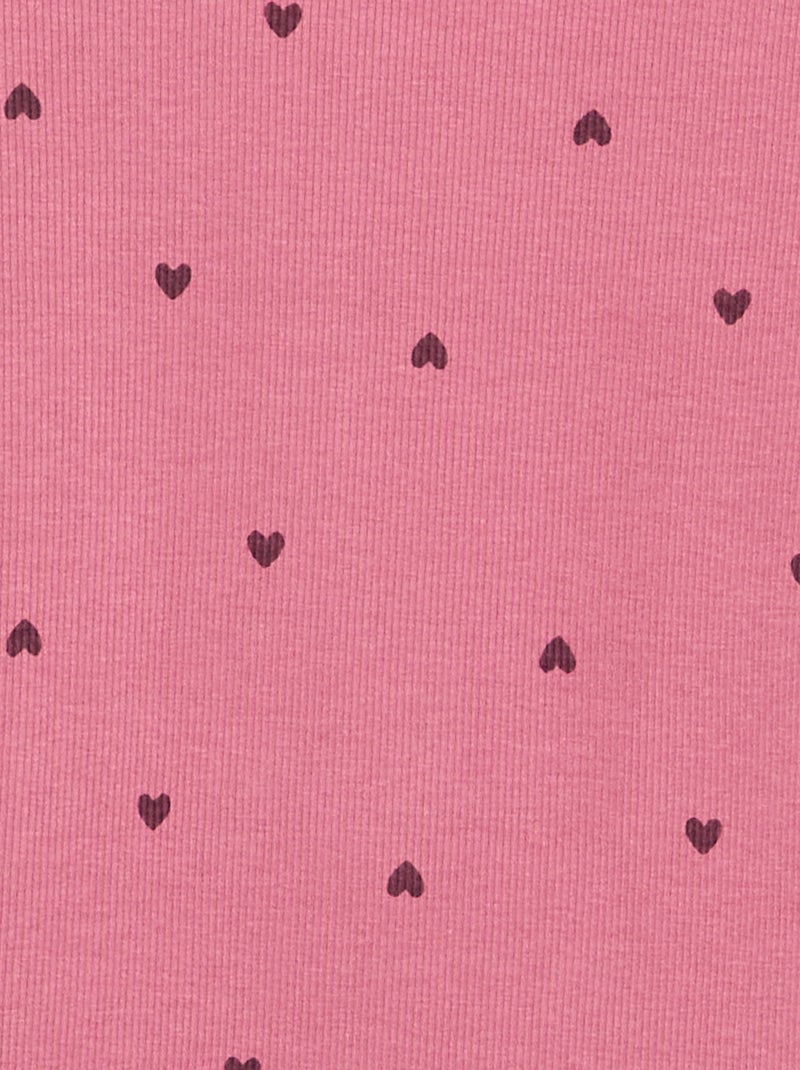 T-shirt de manga comprida em malha canelada Rosa - Kiabi