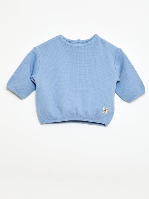 T-shirt de manga comprida em malha waffle - Kiabi