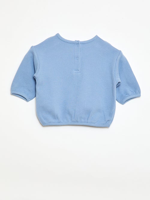 T-shirt de manga comprida em malha waffle - Kiabi