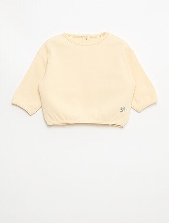 T-shirt de manga comprida em malha waffle