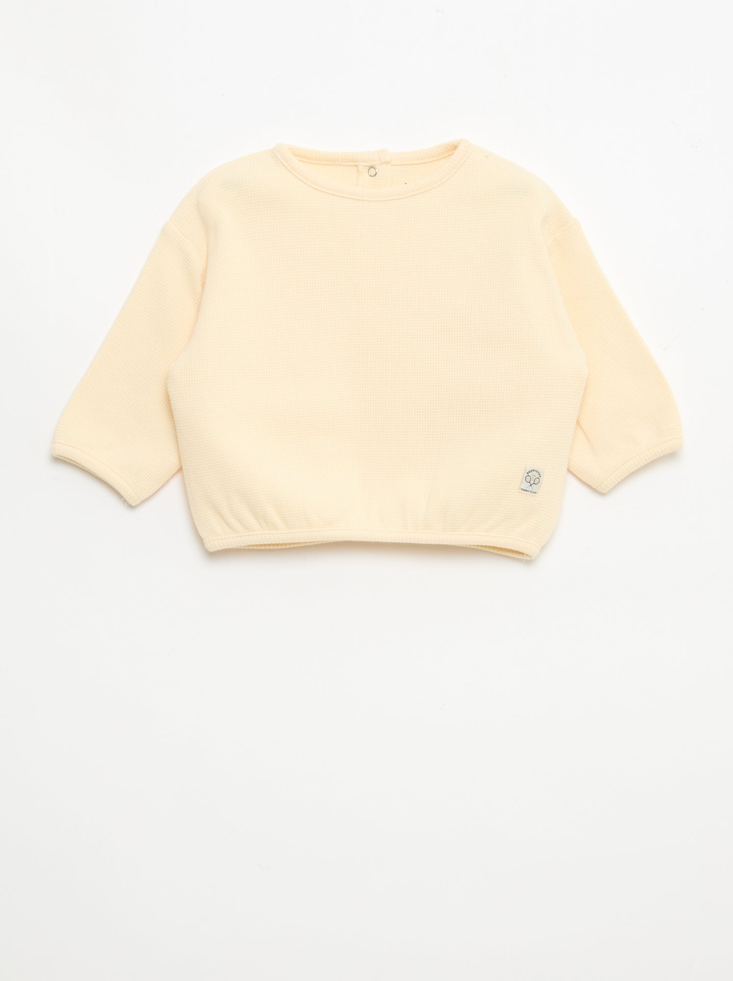 T-shirt de manga comprida em malha waffle