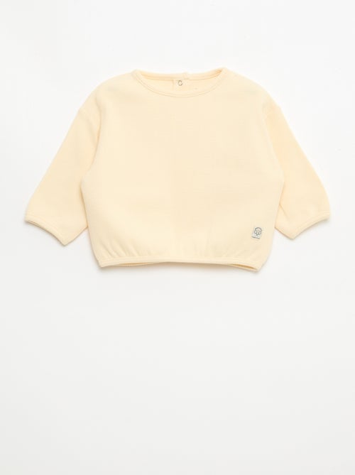 T-shirt de manga comprida em malha waffle - Kiabi