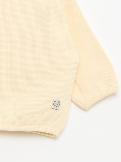 T-shirt de manga comprida em malha waffle - Kiabi