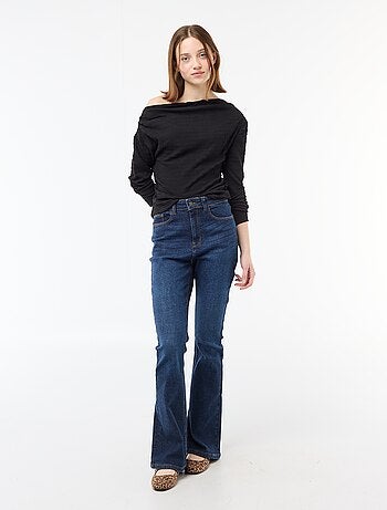 T-shirt de manga comprida em malha waffle