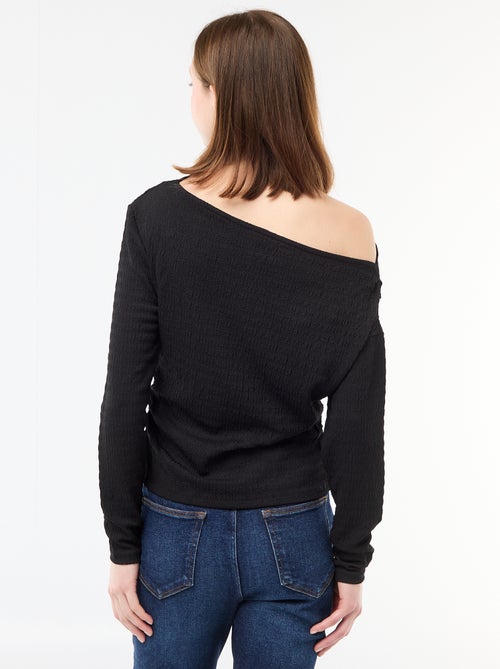 T-shirt de manga comprida em malha waffle - Kiabi