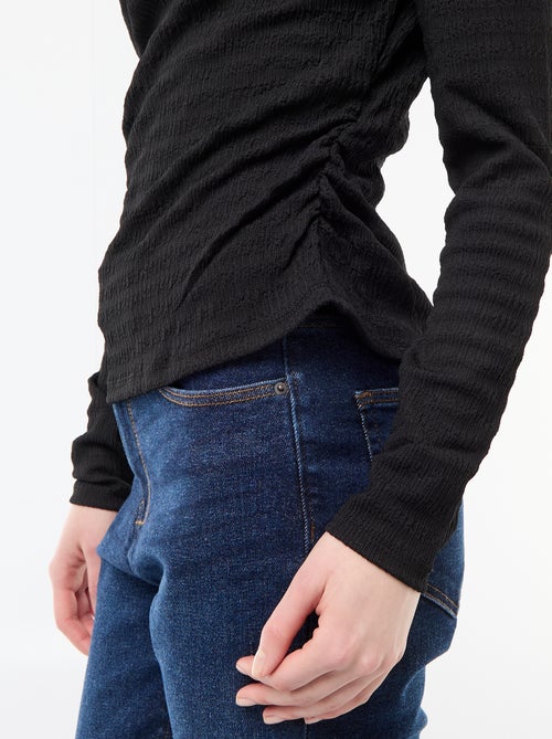 T-shirt de manga comprida em malha waffle - Kiabi