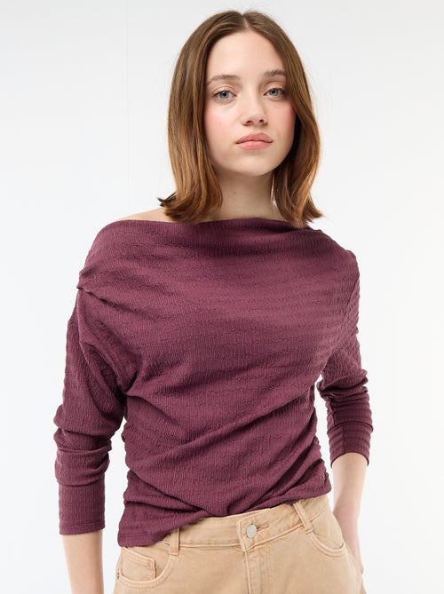 T-shirt de manga comprida em malha waffle - Kiabi