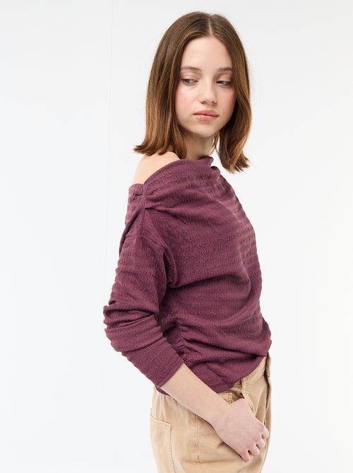 T-shirt de manga comprida em malha waffle - Kiabi