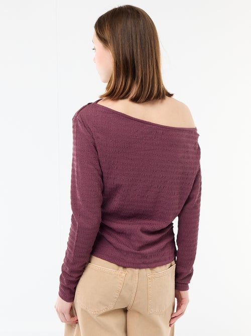 T-shirt de manga comprida em malha waffle - Kiabi