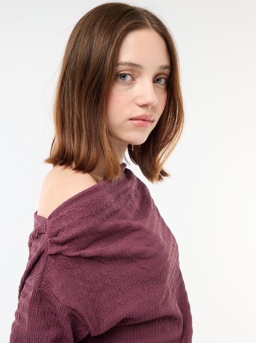 T-shirt de manga comprida em malha waffle - Kiabi