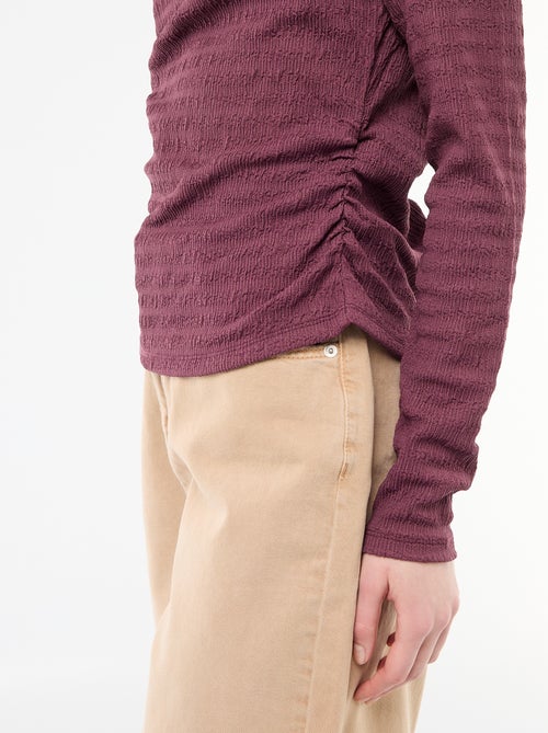 T-shirt de manga comprida em malha waffle - Kiabi