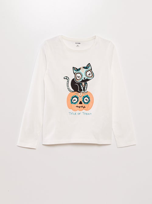 T-shirt de manga comprida estampada - Halloween - Kiabi