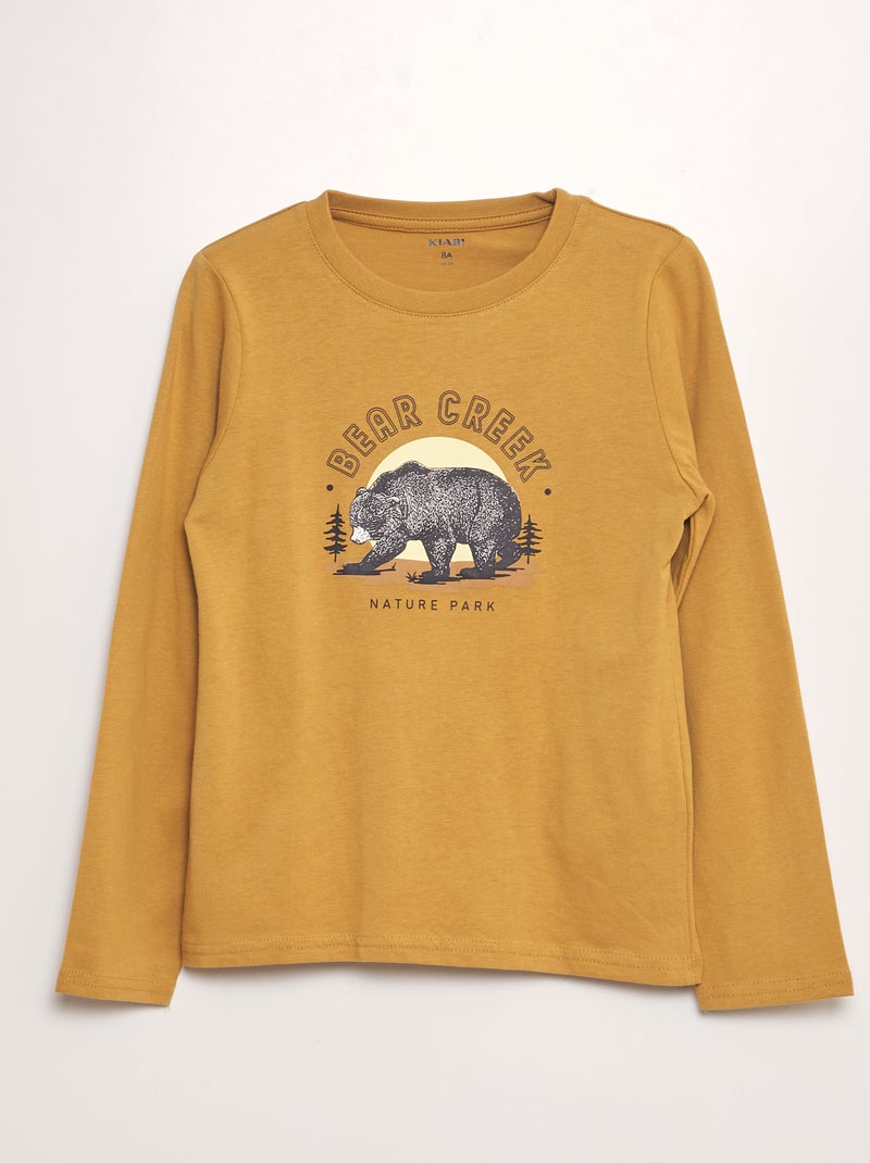 T-shirt de manga comprida estampada AMARELO - Kiabi
