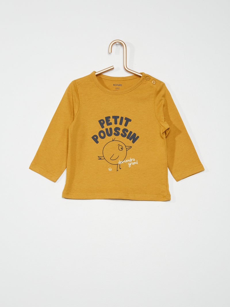 T-shirt de manga comprida estampada AMARELO - Kiabi