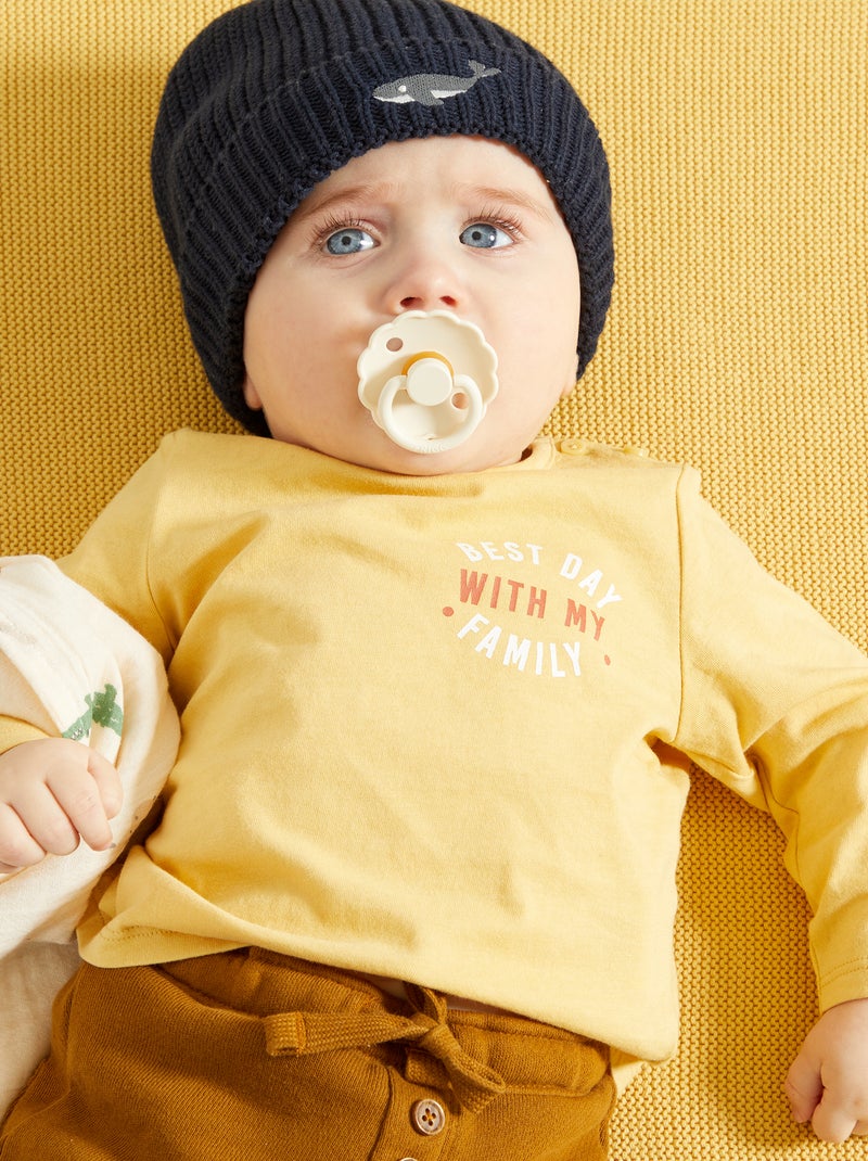 T-shirt de manga comprida estampada AMARELO - Kiabi