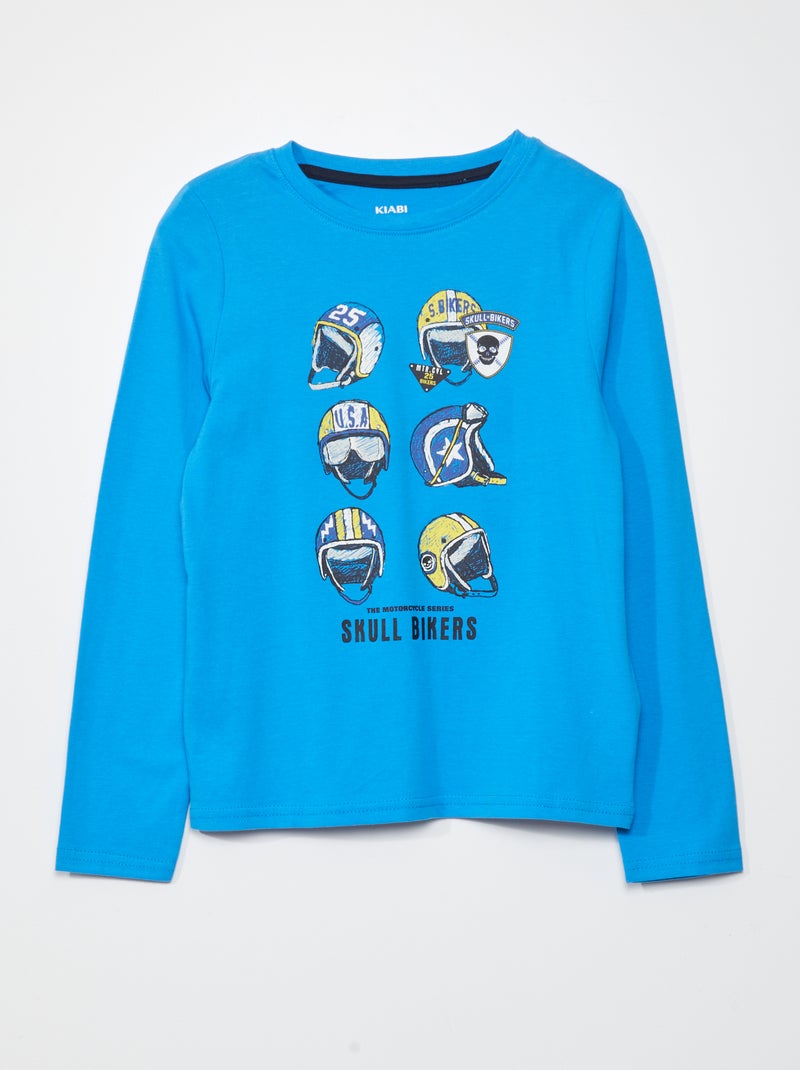 T-shirt de manga comprida estampada AZUL - Kiabi