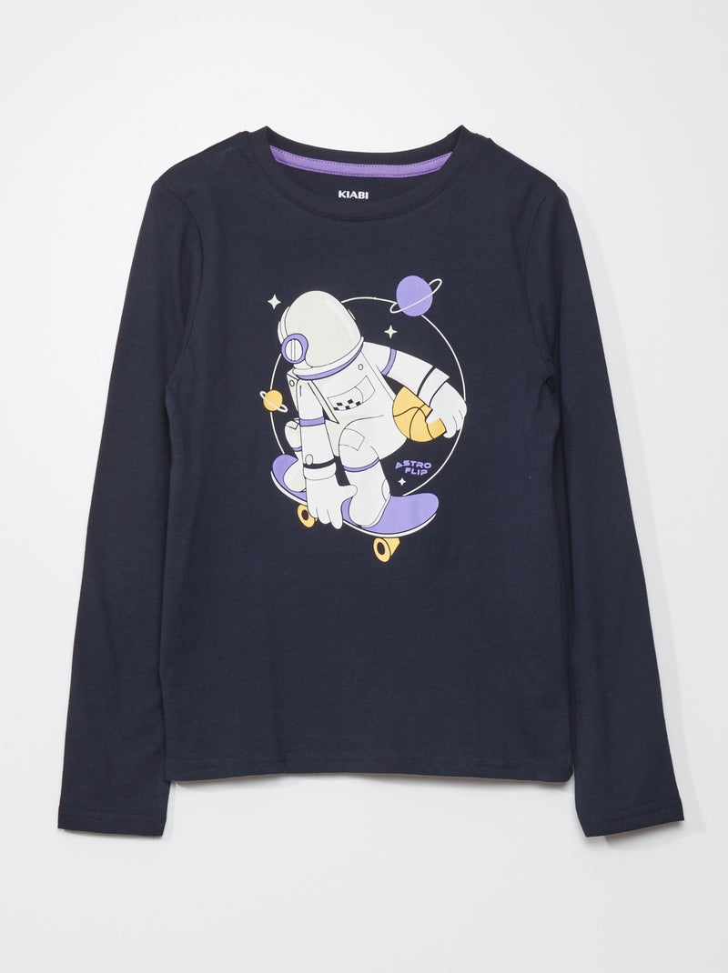 T-shirt de manga comprida estampada AZUL - Kiabi