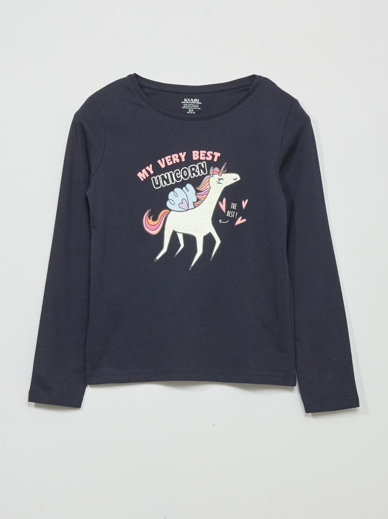 T-shirt de manga comprida estampada AZUL - Kiabi