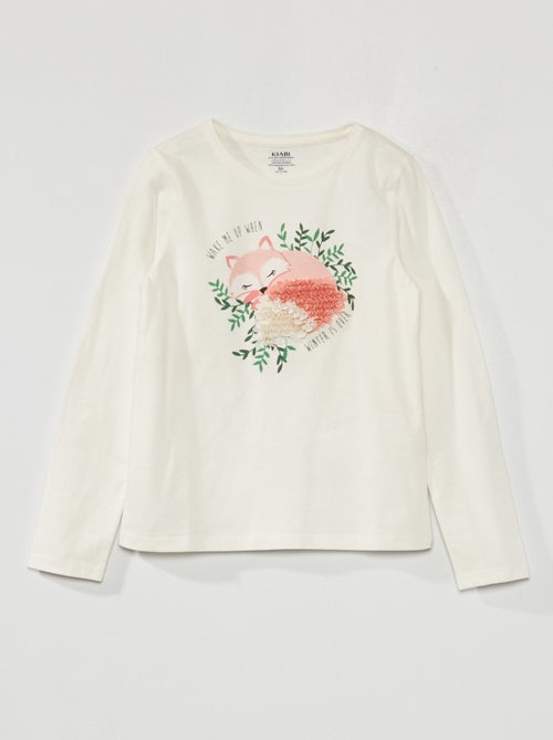 T-shirt de manga comprida estampada - Kiabi