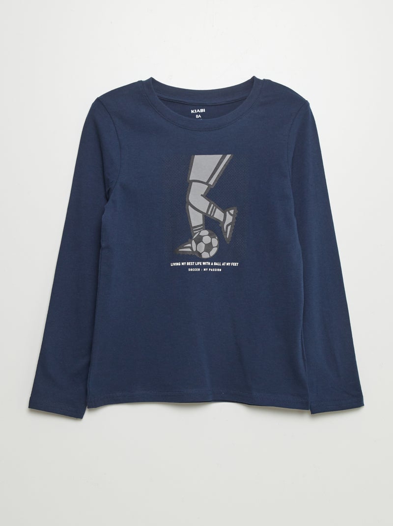 T-shirt de manga comprida estampada AZUL - Kiabi