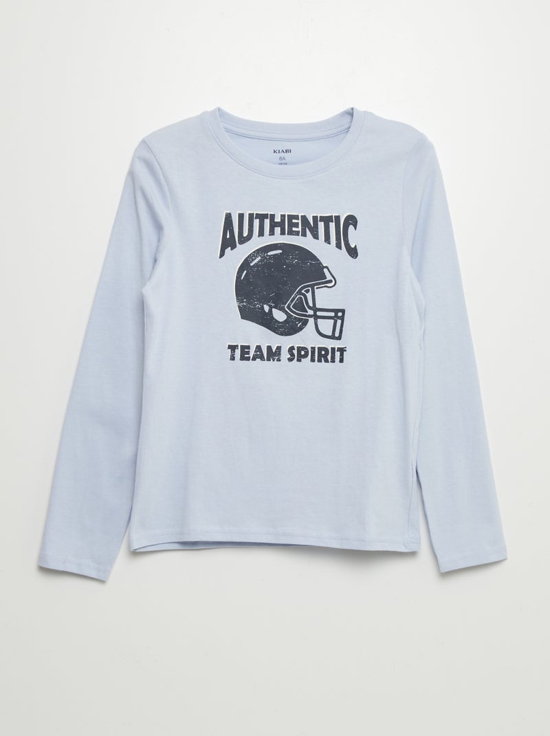 T-shirt de manga comprida estampada AZUL - Kiabi