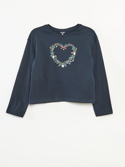 T-shirt de manga comprida estampada - Kiabi