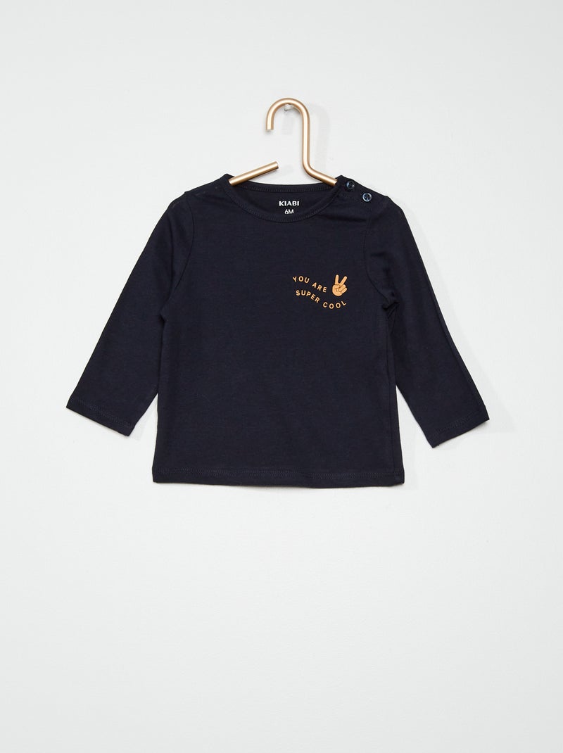 T-shirt de manga comprida estampada AZUL - Kiabi