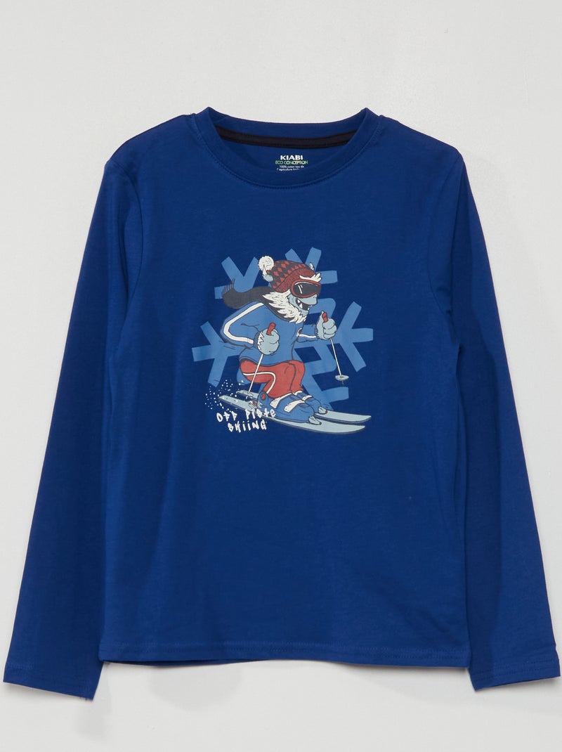 T-shirt de manga comprida estampada AZUL - Kiabi