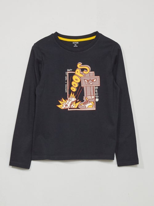 T-shirt de manga comprida estampada - Kiabi