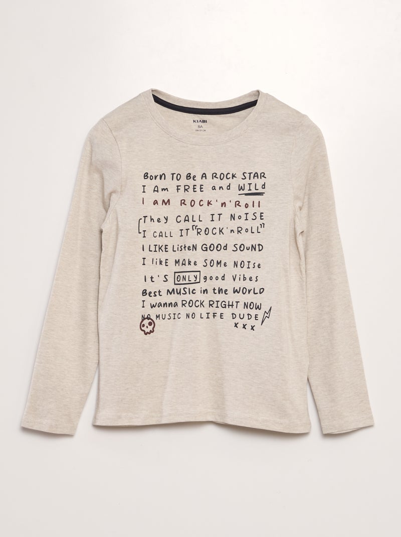 T-shirt de manga comprida estampada BEGE - Kiabi